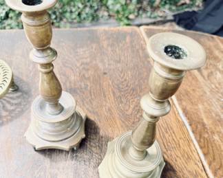 $ 65 Pair Antique English Candlesticks 10" tall