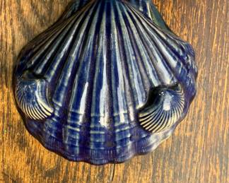 $60 Pair Antique Majolica Scallp Shell Footed Dish 5x 4.5