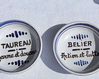 Pair Small white dish Taureau 3" Wide Belier