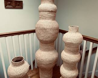 Palm Basket Sculptures by Rrres Studio 100 N atural Palm Laves Baby Palm 26.5 " x 11.5 $275 k Middle Palm 69" x 18 1/2" $450 Palm Sculpture on the Right 45" Tall x 12 $375 Like New ! Only 2 Years Old