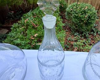 Vintage Carafe w etching 11" x 4"