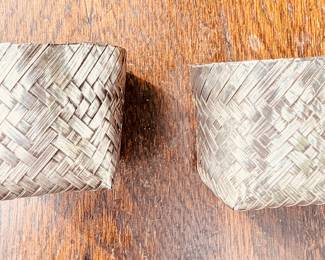 Pair Small Woven Sterling? Baskets 25" x 2"