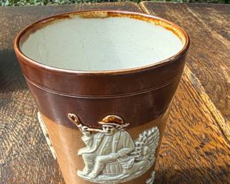 $35 Antique Early 1900's Royal Doulton Lambeth Stoneware Hunting Beaker 3.5" x 5" TallBeaker