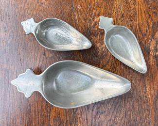 Antique Pewter Pap Boats 7.5" long set of 2 small not available $30 for Pair