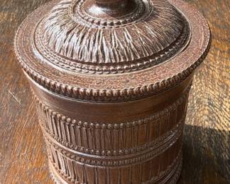 $45 Antique Tobacco Containerwith Lid 4" tall x 3.5" wide