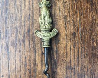 $29 Antique English Figural corkscrew featuring Cheshire Cat from Alice in Wonderland 1910 Opener 7" long