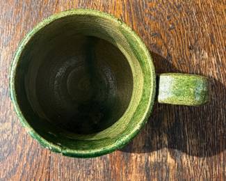 Antique Green Pottery Jug 3.5" x 3"