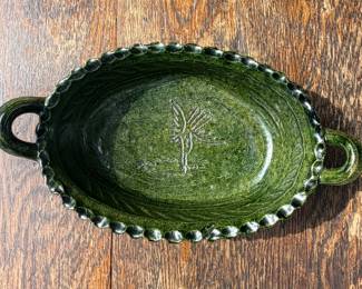 $45 Atzompa Daxaca Green Glazed Oval Dish 8"x 4.5x 2"