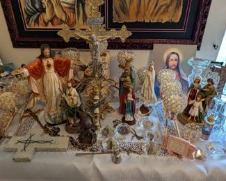 Religious Figurines, Rosaries, Crucifixes Etc 