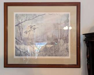 Ducks in Flight Litho