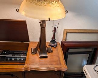 Heavy Curled Iron Lamps with Dome Shades