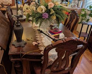 Dining Table, 10 Chairs, 2 Leaves