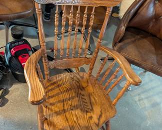 Oak Pressed Back Rocker Chair 