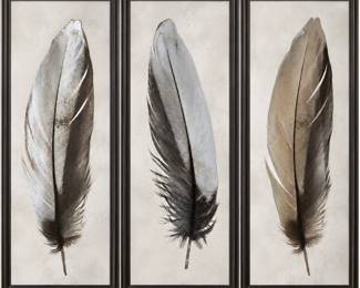 Metallic Feather Triptych Art