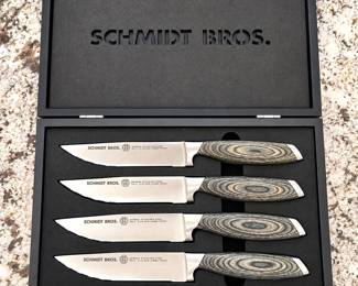 New Schmidt Brothers Bonded Ash 4-Piece Jumbo Steak Knife Set