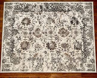 Thin Floral Area Rug 5x7 Ivory, Gray, Brown