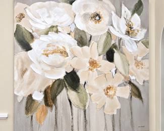 Textured Neutral Floral Canvas Art