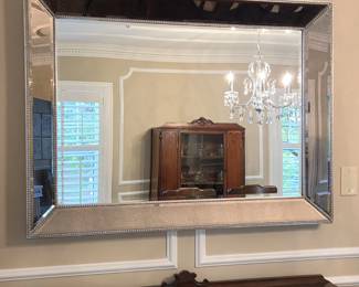 DR Lot #26 - Large Beveled Wall Mirror with Antiqued Mirrored Frame – 48" x 36"