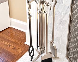 Modern Stainless Steel Fireplace Tool Set 5-Piece Fireplace Accessories