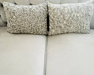 LR Lot #6 - Lovely Embroidered Hand-Beaded Throw Pillows- Set of 2 - 14" x 12"