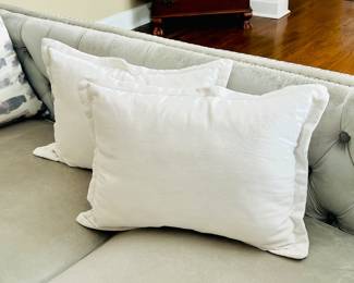 LR Lot #5 - Two White Rectangular Throw Pillows w/ Flanged Edge 16"x 22"