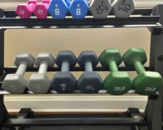 12-Piece Hex Dumbbell Weight Set – 5 to 20 lbs – 140 lbs Total (Rack not included)