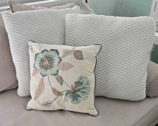 SR Lot #14 - Set of 3 Decorative Throw Pillows, Including Pier 1 Beaded Floral Pillow