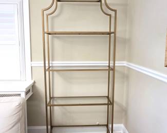 Crosley Avenue Gold Metal & Glass Étagère Display Bookshelf – 80.5" Tall
