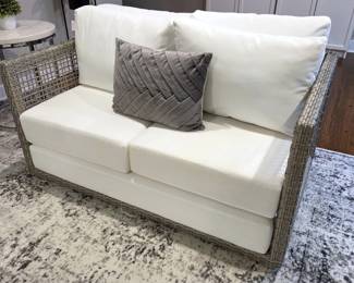 B Lot #76 - Modway Outdoor Patio Wicker Loveseat with White Cushions – 52"