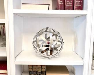 Modern Stainless Steel Orb Sculpture Decorative Abstract Art 11 Inch Diameter- Home Decor