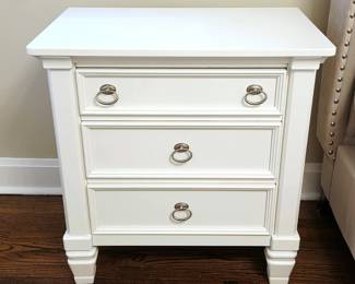 BR2 Lot #122 - White Three-Drawer Nightstand with Cedar-Lined Drawers