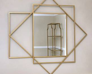 Contemporary Gold Geometric Wall Mirror – 33" x 33"