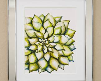 Framed Watercolor Succulent Rosette