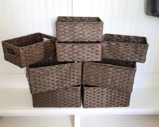 Set of 8 Brown Woven Storage Baskets – 2 Sizes