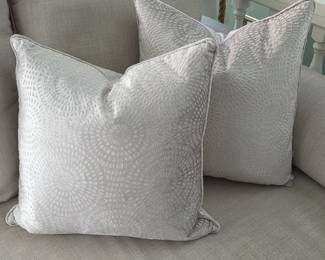 SR Lot #15 - Set of 2 Silvery Gray Decorative Throw Pillows with Down Inserts