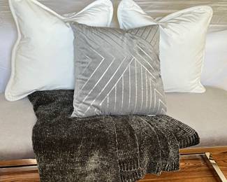 Set of 3 Decorative Pillows and West Elm Throw Blanket