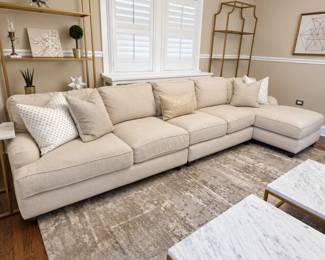 Oatmeal sectional in balanced natural light