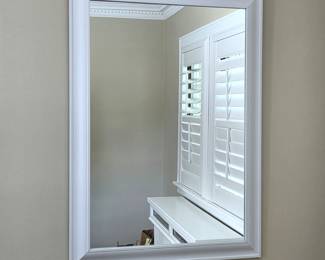 Large White Framed Rectangular Wall Mirror – 30" x 42" (2 Available-Sold Separately)