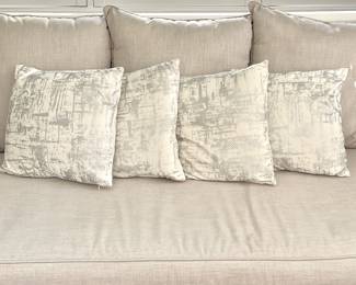 LR Lot #57 - Set Of 4 Decorative Throw Pillows Velvet Abstract Pattern in Silver-Square 18 Inch