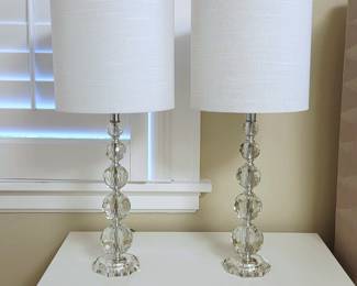 BR2 Lot #121 - Pair of 26" Faceted Crystal Glass Orb Table Lamp