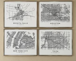 LR Lot #36 - Modern Set of 4 Silver Metal Frames -24x18 Inches each- Maps Not Included