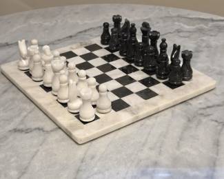 B Lot #47 - 12" Square Marble Chess Set
