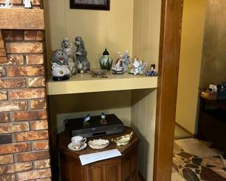 Side table, decanters, Vivian/cd player