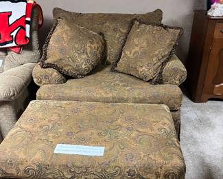 Chair and /2 paisley tapestry chair and ottoman 
