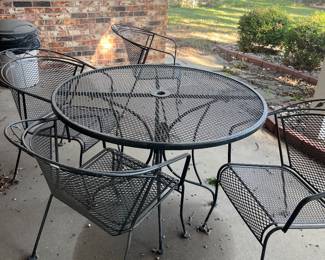 2 matching table sets with barrel chairs 