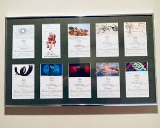FRAMED COLLECTION OF CHATEAU MOUTON ROTHCHILD ARTIST DESIGNED WINE LABELS