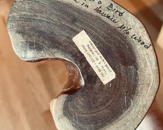 O'S BIRD CARVED IN HAWAII MILO WOOD