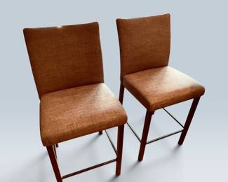 CRATE AND BARREL UPHOLSTERED COUNTER STOOLS