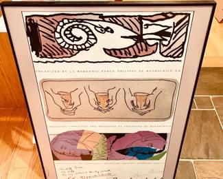 PERSONAL SIGNED MOULTON ROTHCHILD WINE LABEL EXHIBITION POSTER FRAMED