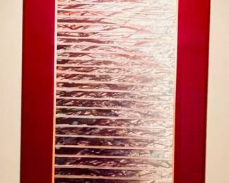 UNSIGNED CONTEMPORARY TEXTURED ABSTRACT IN BOLD RED FRAME